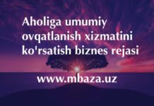 Aholiga umumiy ovqatlanish xizmatini ko'rsatish biznes rejasi