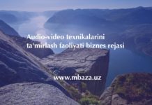 Audio-video texnikalarini ta’mirlash faoliyati biznes rejasi Audio-video texnikalarini ta'mirlash faoliyati biznes rejasi