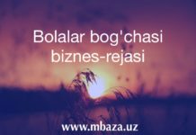 Bolalar bog'chasi biznes-rejasi